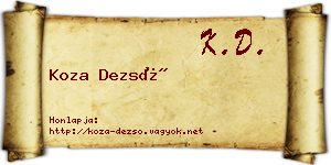 Koza Dezső névjegykártya